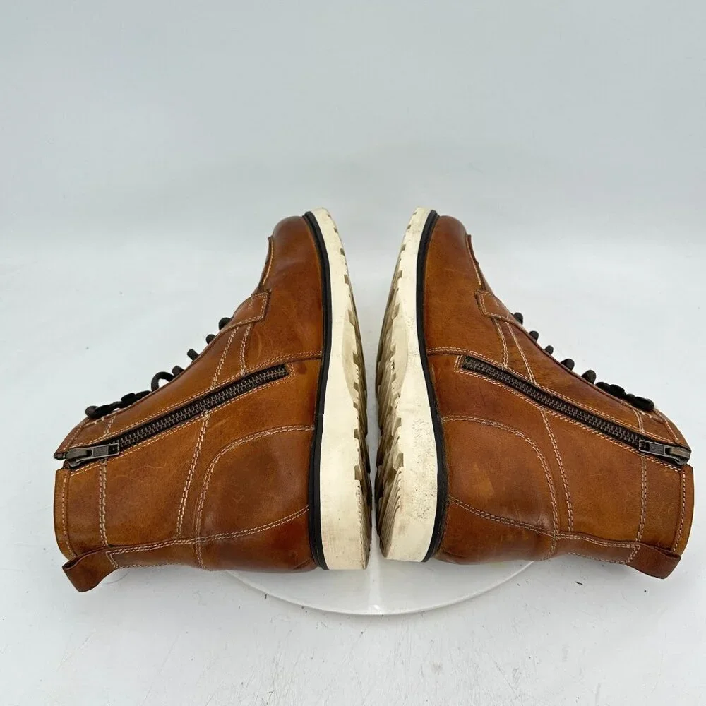 Crown Vintage Men Size 10 Brown Leather Flanel Moc Toe Lace Up Ankle Boot
